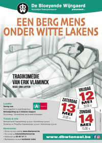 Affiche Een berg mens onder witte lakens Affiche Een berg mens onder witte lakens